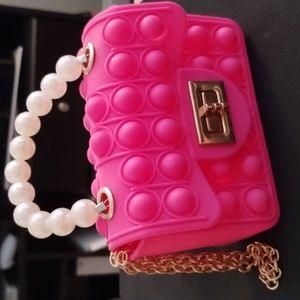 Girls Silicone Pearl Handbag Messenger Shoulder Bag